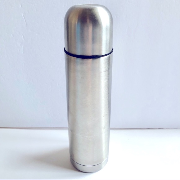 Vintage Stainless Steel Vacuum Flask Bottle Thermos Insulated 9 3/4” Tall - Picture 1 of 13